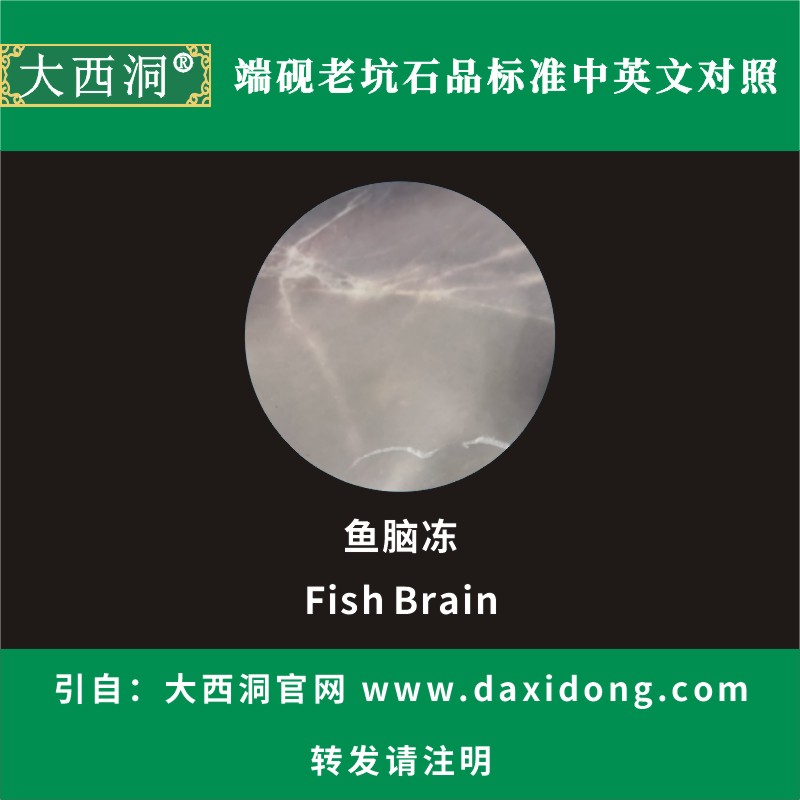 大西洞®端砚老坑石品标准中英文对照：鱼脑冻Fish Brain